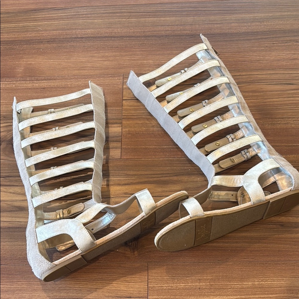 Joyfolie Stylish Gold Tan Gladiator Sandals 6Y